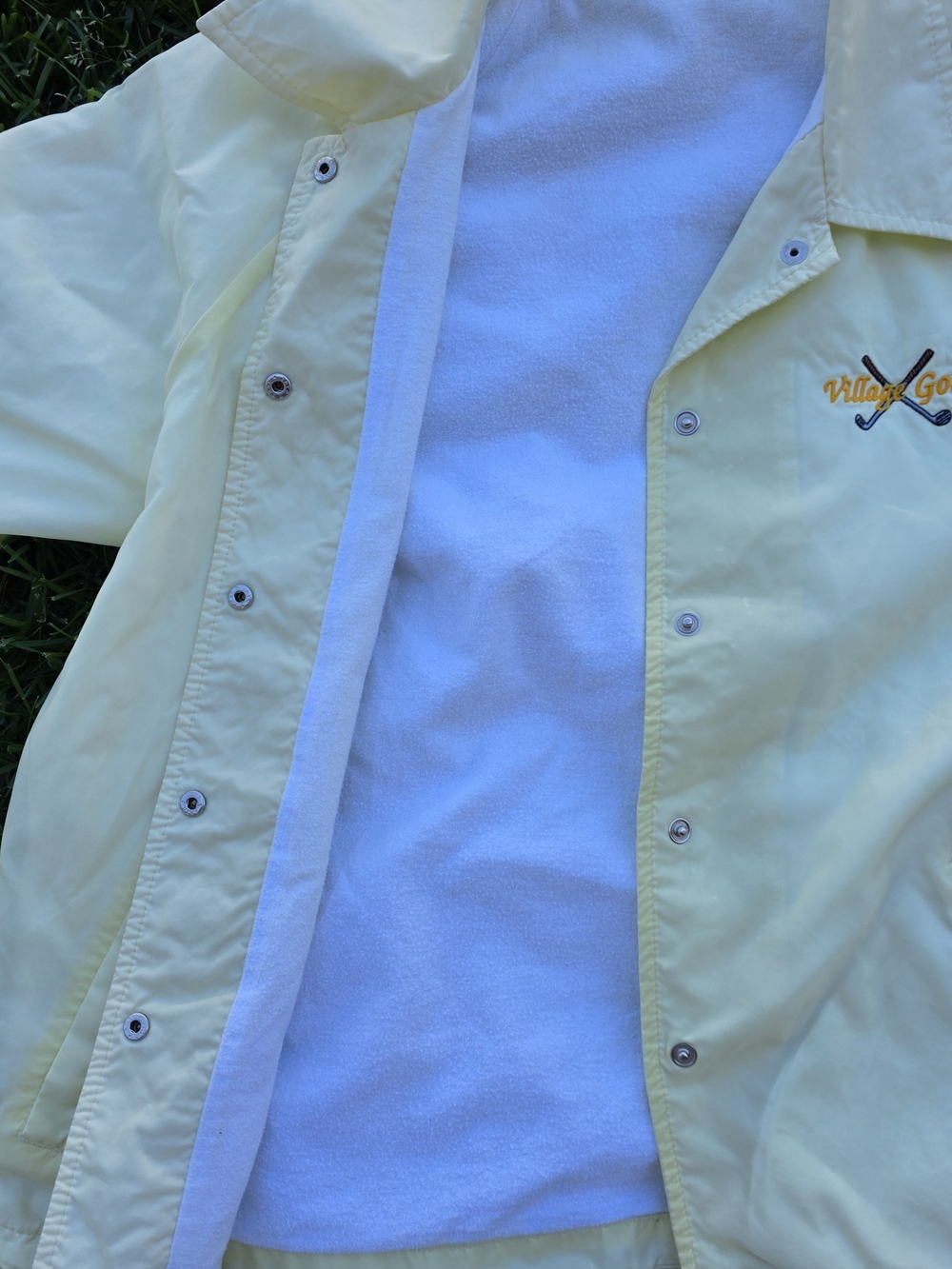 Vintage Village Golf Coach Jacket Yellow Snap Front Windbreaker - Picture 7 of 10